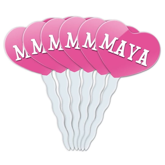 Maya Heart Love Cupcake Picks Toppers - Set of 6