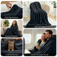 thumbnail image 6 of Lux Decor Striped Twin Blanket for Couch & Bed, All Season Soft Lightweight Warm Fleece Blanket for Dorm Room & Guest Bedroom, Grey, 6 of 11