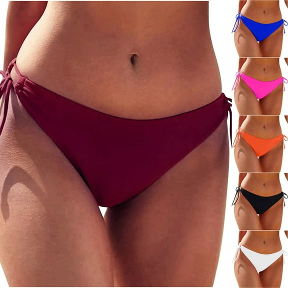 TKYCMSUAKI Women's Swim Bottom Trendy Tie Side Bikini Bottoms Solid Color Swimsuit Briefs