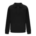 thumbnail image 4 of Chiccall Mens Fuzzy Fleece Sweatshirts Long Sleeve Pullover Warm Quarter Zip Lapel Sweaters, 4 of 6