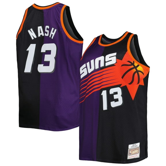 Men's Mitchell & Ness Steve Nash Purple/Black Phoenix Suns Big & Tall Hardwood Classics 1996/97 Split Swingman Jersey