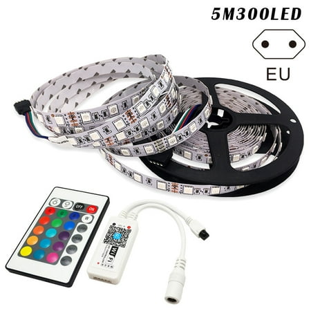 

LED Strip Light RGB 24 Keys Remote Waterproof Color Changing Lamp for Home Bedroom EU Plug 5M300LED