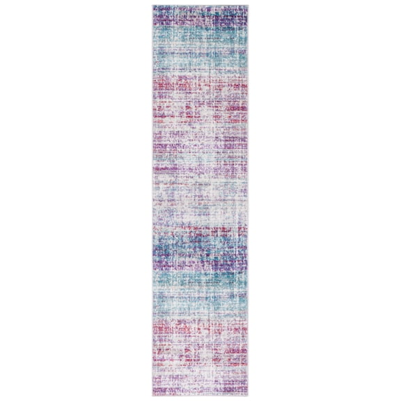 SAFAVIEH Skyler Kagan Distressed Runner Rug, Silver/Purple, 2' x 8'