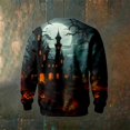 thumbnail image 5 of Men's Halloween Sweatshirt Haunted House Pullover Long Sleeve Scary Ghost Pumpkin Shirt Casual Spooky Graphic Top Navy 4XL, 5 of 6