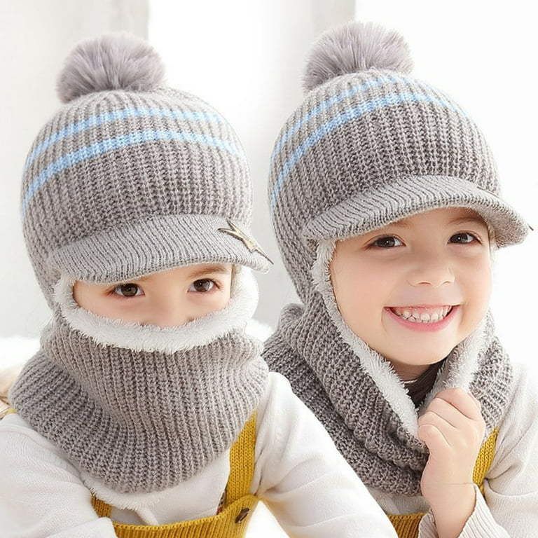 Jaxmonoy Baby Winter Real Fur Ball Beanie Hat Warm Cute Fashion Fluffy Real  White Big Raccoon Fur Pom Poms Kids Knitted Hats