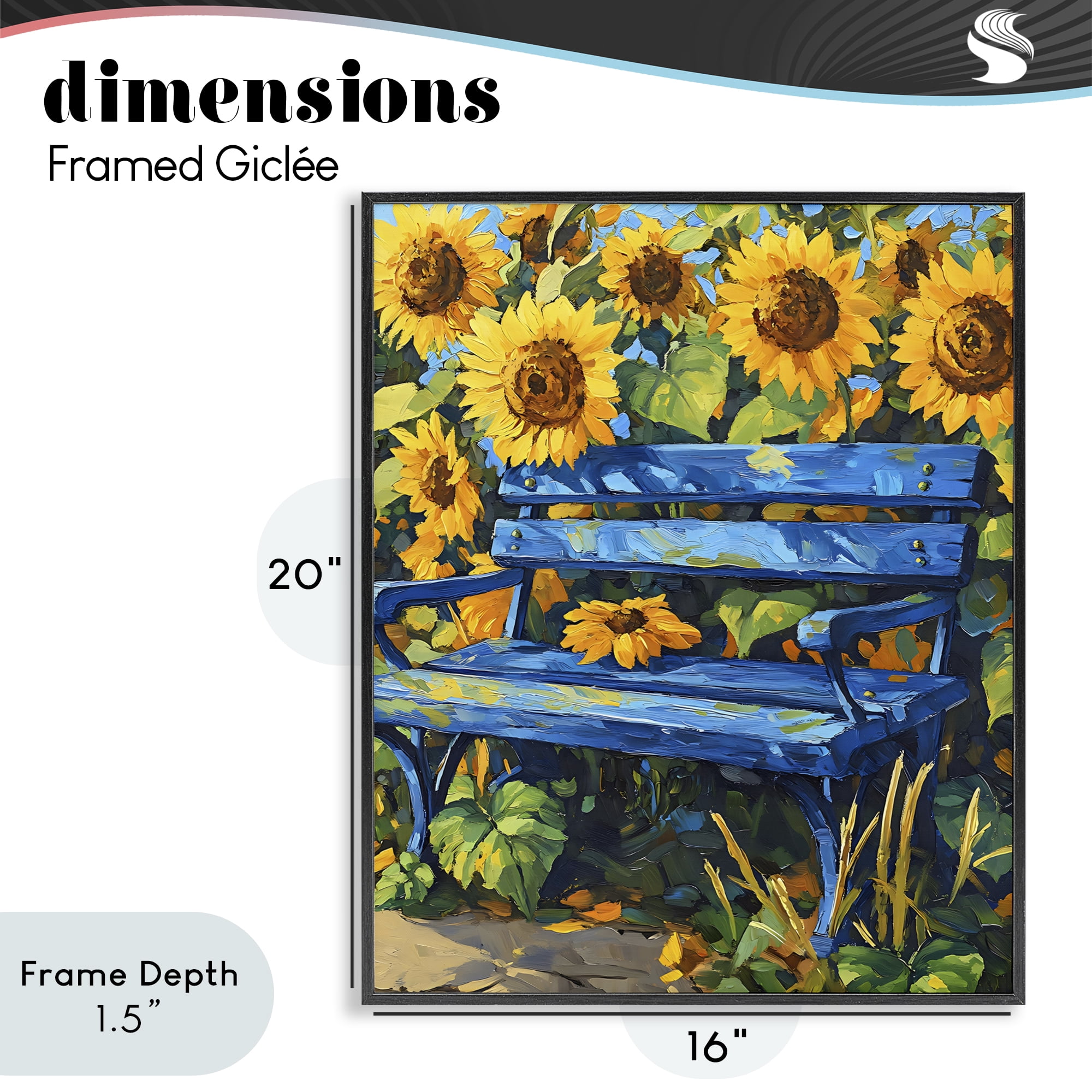 Stupell Industries Bench in Sunflower Field Black Framed Giclee Art, design by Creative Studio