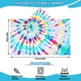 thumbnail image 2 of Colorful Tie Dye Pattern Hooded Bath Towel，50"x30" for Ages 3 To 12 Kids, Quick Dry Lightweight Soft Microfiber Hood Beach Towel Cover Up for Kids, 2 of 7