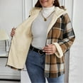 thumbnail image 3 of Womens Fleece Jacket Fleece Full Zip Hooded Plaid Jacket Casual Fashion Coat Winter Loose Fit Everyday Wear, 3 of 7