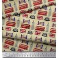thumbnail image 3 of Soimoi Beige Japan Crepe Satin Fabric London Theme Architectural Printed Craft Fabric by the Yard 42 Inch Wide, 3 of 3