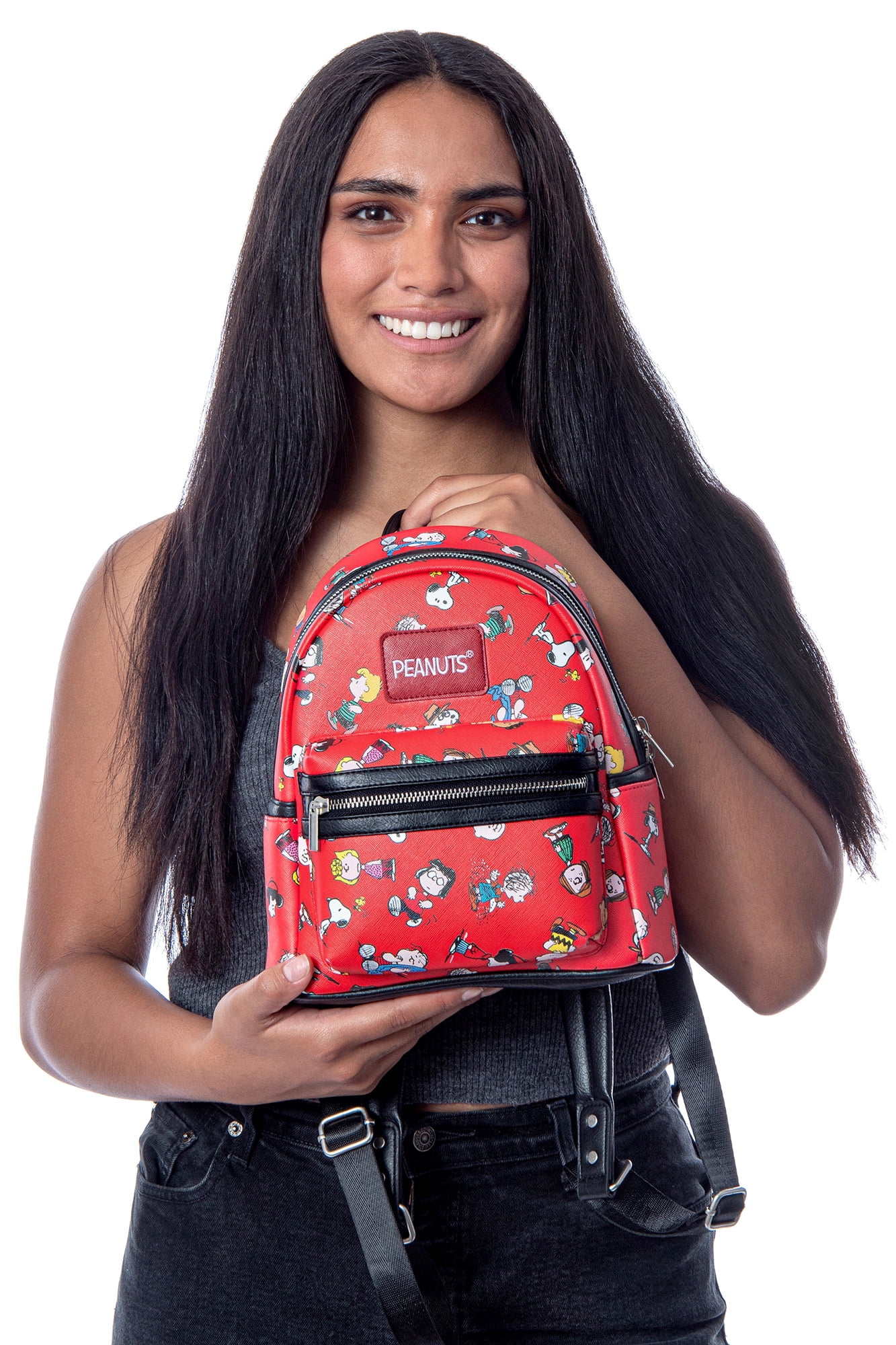 Peanuts Snoopy Charlie Brown Linus Lucy Sally Marcie Toss Print Mini Backpack 10"