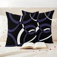 thumbnail image 3 of Blue Geometric Outdoor Waterproof Pillow Covers, Contemporary White Abstract Lines Black Decorative Square Throw Pillowcase Sofa Cushion Sham for Patio/Couch/Chair, 26"x26" 2 Pack, 3 of 8