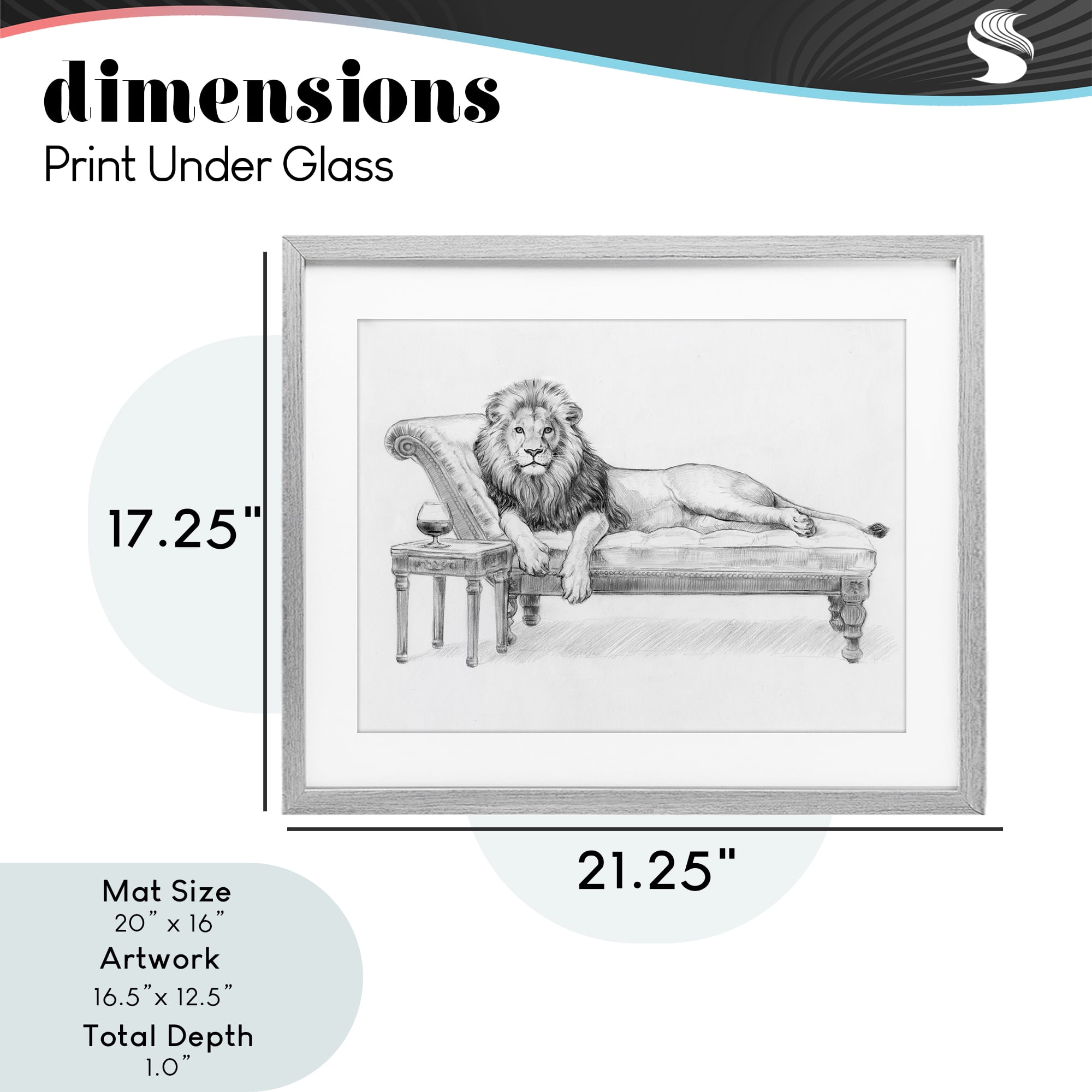 Stupell Industries Lounging Beast Lion Gray Framed Print Under Glass, design by Victoria Barnes
