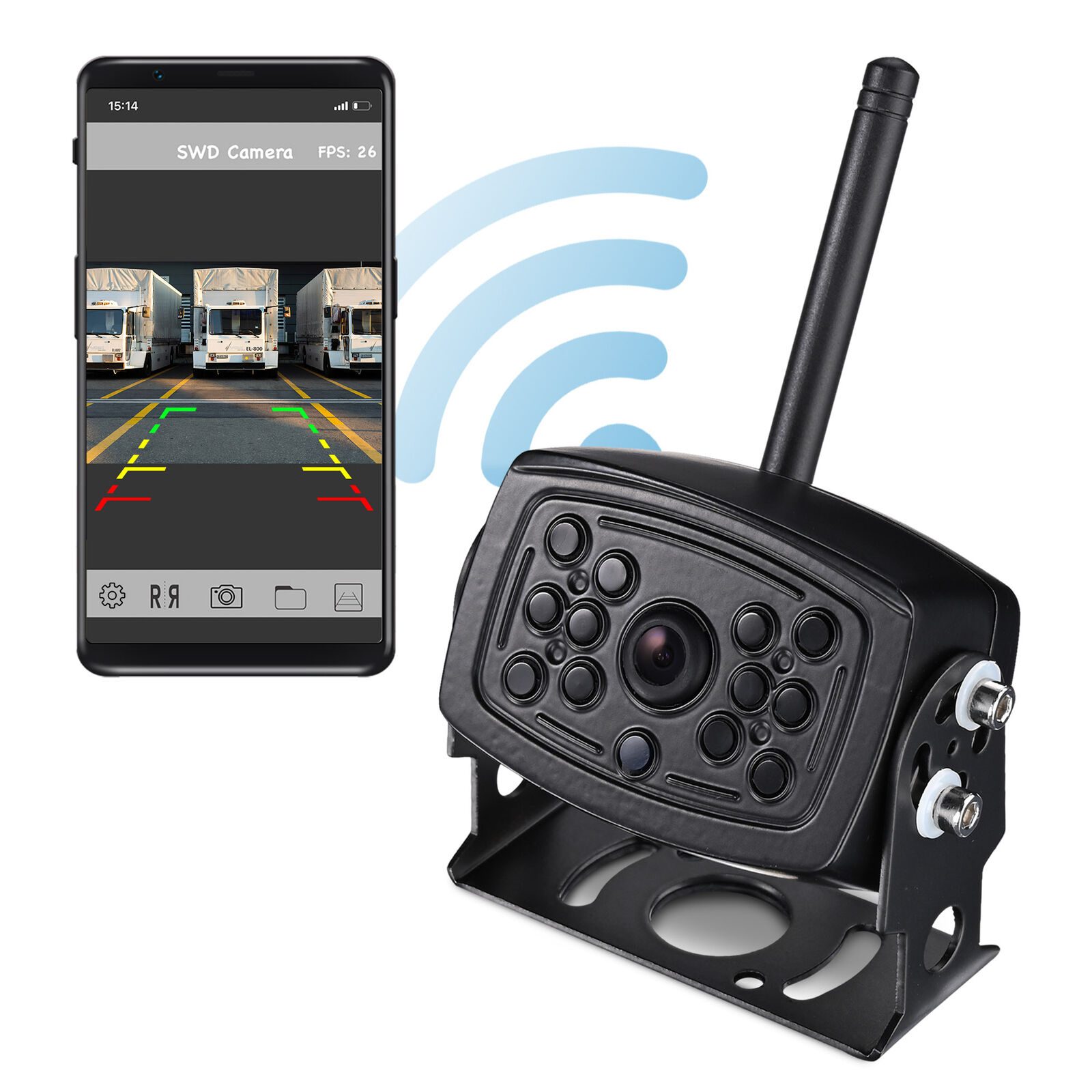 Wireless Backup Camera WiFi Rear View Waterproof 1236V Cam for Truck