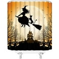 thumbnail image 3 of SPXUBZ Halloween Shower Curtain Witch Black Cat Scary Pumpkin Horror Full Moon Night Spooky Spider Bat Dead Tree Castle Witchy Witchcraft Magic Broom Fabric Bathroom Curtain Set with Hook, 3 of 6