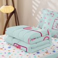 thumbnail image 5 of Catabedysis Pink Loves Zipper Twin Comforter Sets with Fitted Sheet and 2 Pillowcases,Chic Initial L Pattern Zipper Bedding Set For Girls,Colorful Stars Reversible,4 Pieces, 5 of 7
