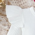thumbnail image 5 of Toddler Girl Fall Winter Clothes Baby Girls Ruffle Long Sleeve Ribbed Knit Tops Bowknot Button Skirts and Headband Set Outfits, 5 of 8