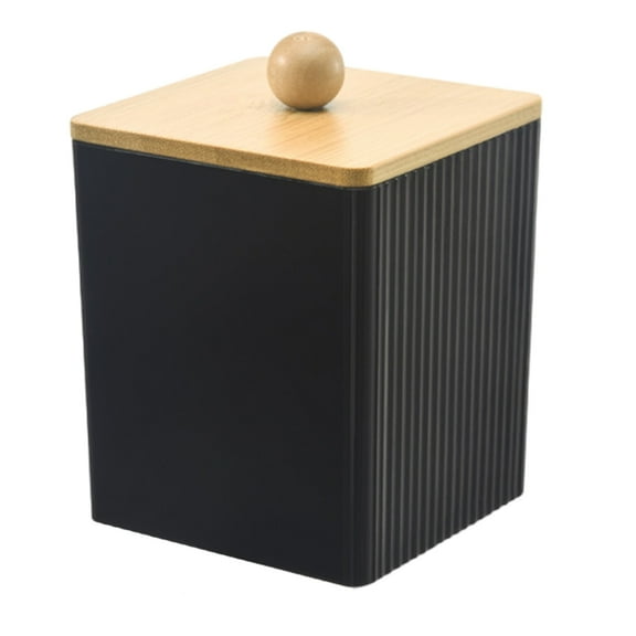 ZYHARUKO Sturdy Wood Lid Qtip Holder Storage Container Convenient for Bathroom Cotton Covers Swabs
