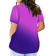 thumbnail image 3 of TQWQT Plus Size Tops for Women Short Sleeve T Shirts Gradient Graphic T-Shirt V Neck Shirt Summer Casual Tunics Blouses with Pocket Purple 3XL, 3 of 5
