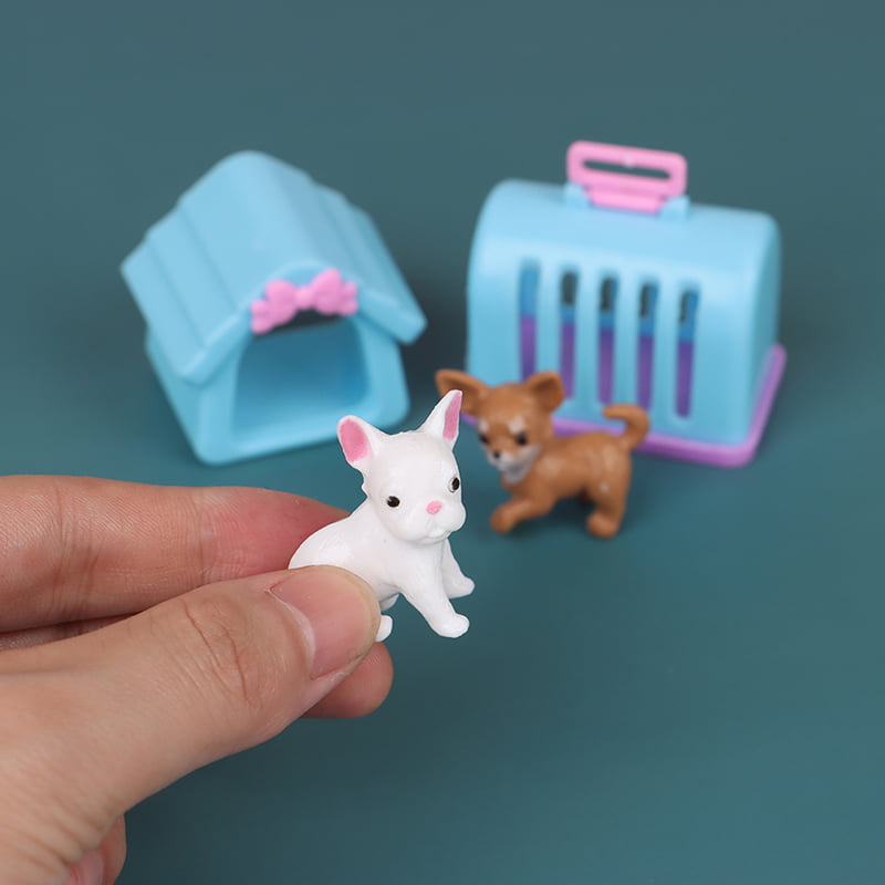 1:12 Dollhouse Toy For Children Garden Miniature plastic Kennel With Dogs HUCP9 