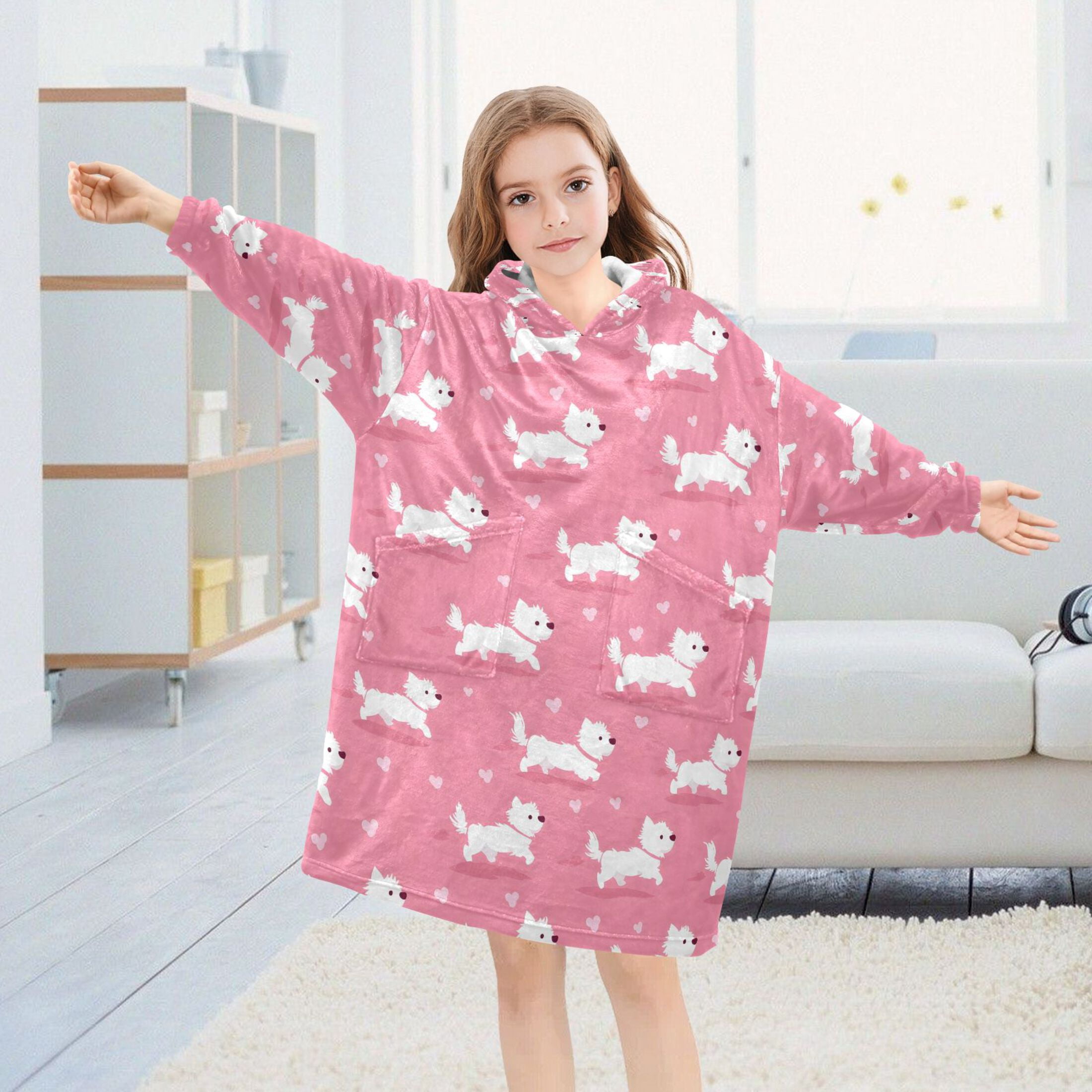 joogoo Wearable Blanket Hoodie for Cute Dogs Oversized Sherpa Hooded 3-14 YR M