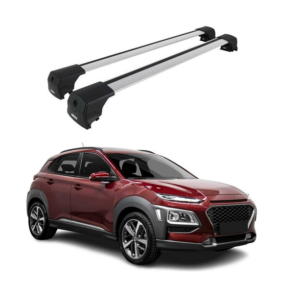 Alu Roof Racks Cross Bars Luggage Carrier for Hyundai Kona 2018-2023 Gray 2Pcs