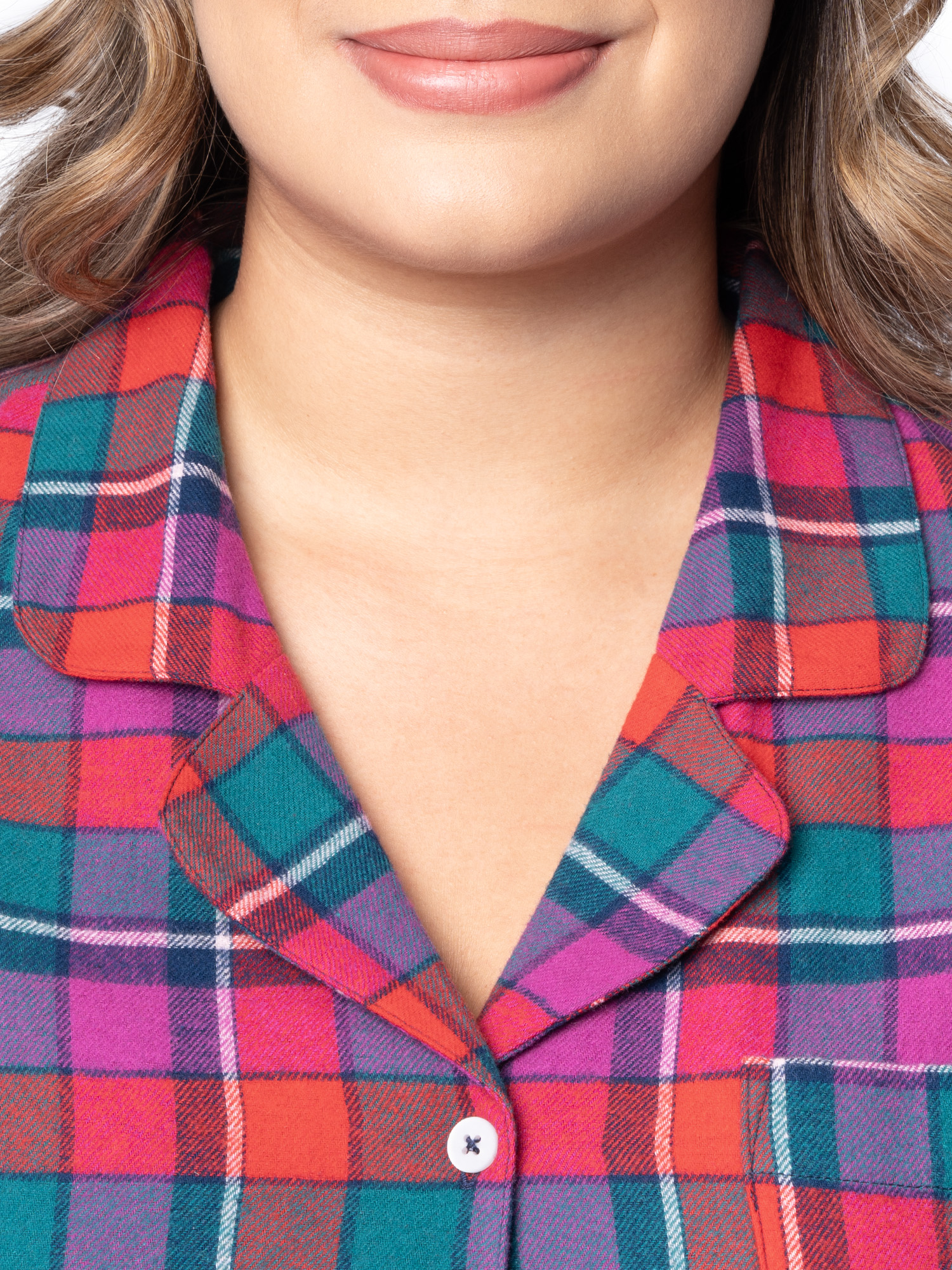 Fruit of the Loom Women's Beyond Soft Long Sleeve Button Down Flannel Sleepshirt, Sizes S-4X