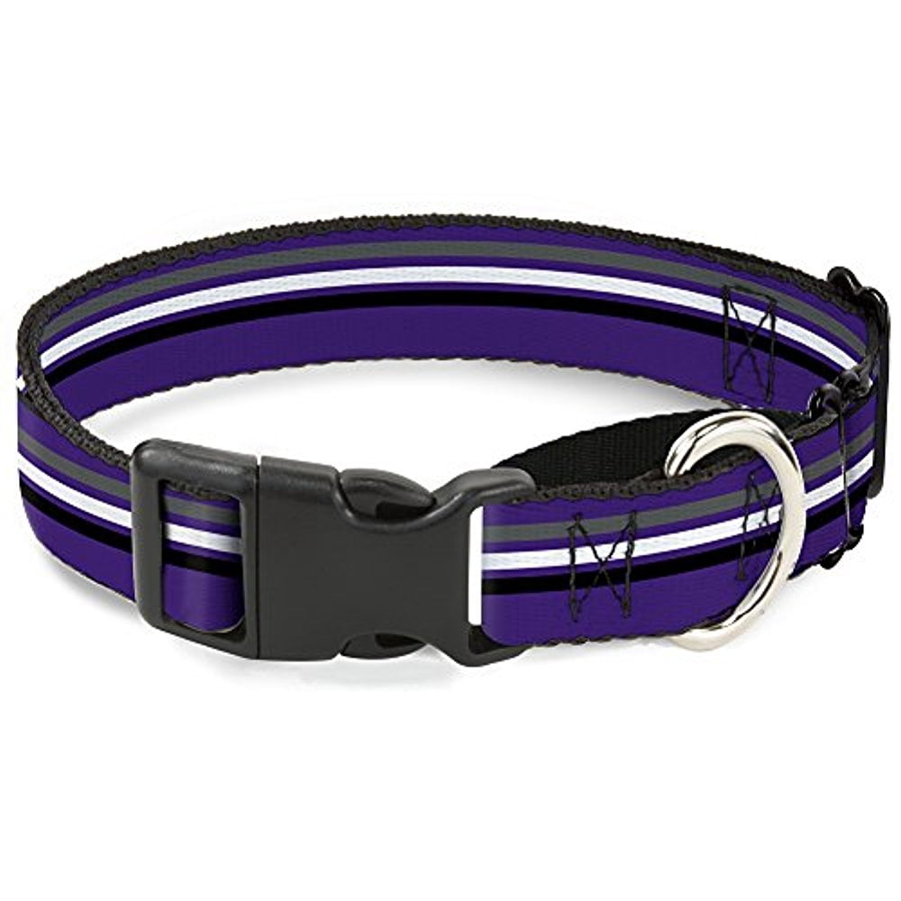 buckle-down martingale dog collar - racing stripes purple gray white black - 1" wide - fits 15-26" neck size - large