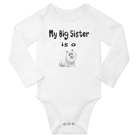 

My Big Sister is a Samoyed Dog Funny Baby Long Sleeve Bodysuit (White 0-6M)