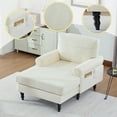thumbnail image 2 of CQSXDA Modern Chaise Lounge Recliner In Chenille Fabric With Storage Pockets Ideal For Bedroom Living Room Use, 2 of 16