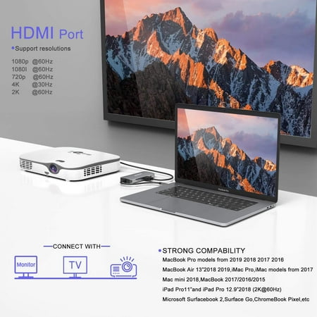 Amazon Com Benfei Usb C To Hdmi Adapter Usb Type C To Hdmi Adapter Thunderbolt 3 Compatible With Macbook Pro 2020 2019 2018 Macbook Air Ipad Pro 2018 Samsung Galaxy S10 S9 Surface Book 2 And More Gray