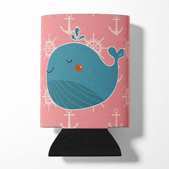 Whale on Pink Nautical Can or Bottle Hugger
