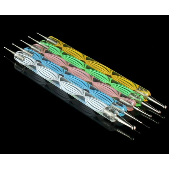 DHARMONAL 5PCS Coloured Double Ended Acrylic Rods for Dotting Nail Rhinestones for Acrylic Nails under 5 Nail Puncher Design for Polish Strips V Nails Product Designer Nail Charms