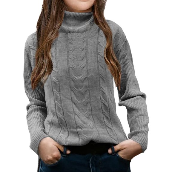 LANGWYQU Fall Winter Kids Children Casual Knit Sweater Girls Turtle Neck Knit Pullover