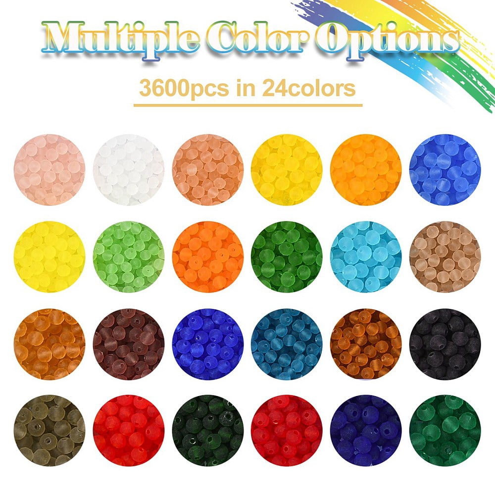 1box 3600pcs 24 colors Transparent Glass Beads Strands Faceted Frosted Round Mixed color 4mm Hole: 1mm 150pcs/color