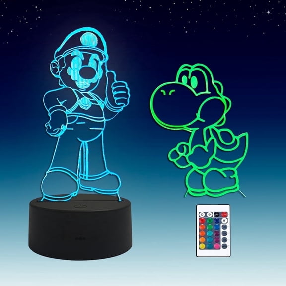 Sosowlight Mario 3D LED Anime Night Lamp Remote 16 Colors Desk Decor Bedroom Decoration for Boys