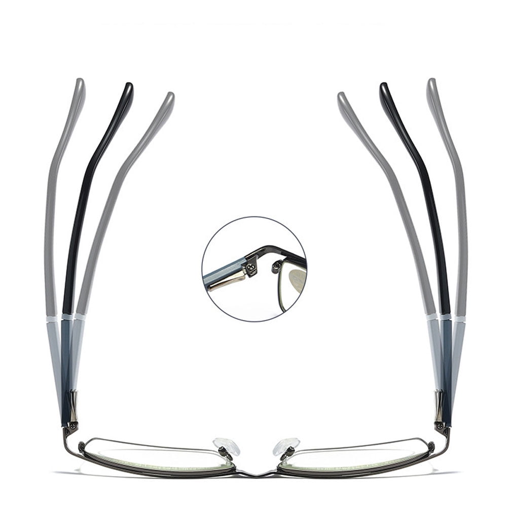 2 Pairs of Men Anti-blue light Reading Glasses 3.00 Metal Business Business Rectangular Spring Hinges Readers +3.0
