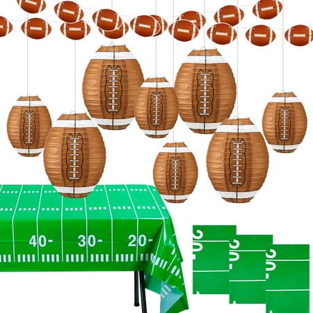 

Wettarn 14 Pcs Football SE33 Party Decorations Set Include 4 Football Plastic Tablecloth 8 Football Paper Lanterns 2 Football Party Decorations Party Banners for Birthday Party Kids and Adults