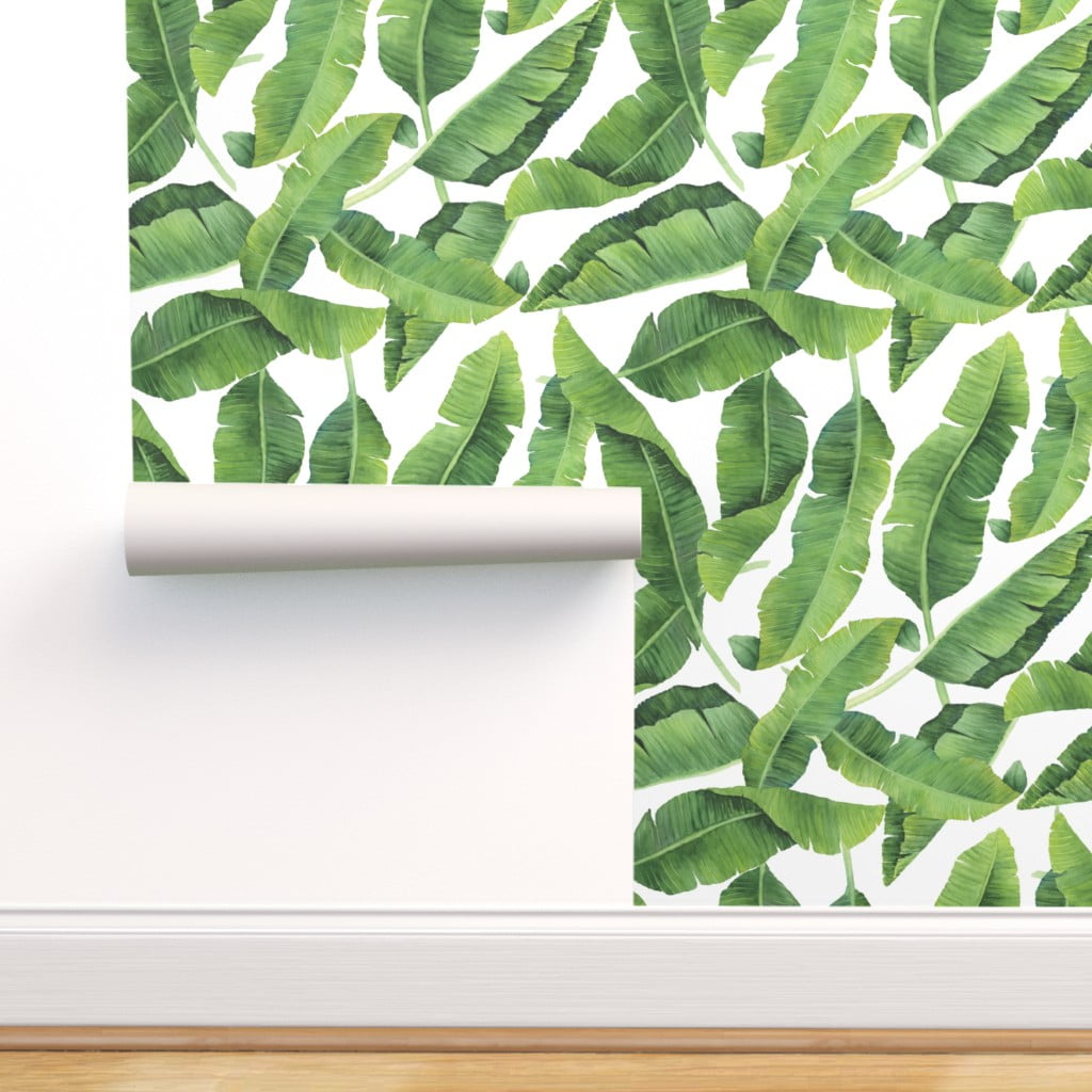 Peel-and-Stick Removable Wallpaper Tropical Banana Leaves Tropic Beach Summer 