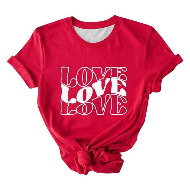 Pantalones Cortos para las Mujeres Sexy Impreso Suéter Superior, Día de San Valentín Casual Cuello Redondo Blusa Tee