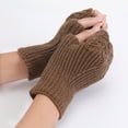 thumbnail image 3 of Xfvqtps Fingerless Gloves for Womens Lace Hollow Out Thumb Hole Medium Length Arm Warmer Knitting Crochet Solid Color Fashion Thermal Warm Winter Mittens Khaki, 3 of 5