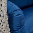 thumbnail image 2 of LeisureMod Mendoza Light Gray Wicker Hanging 2 Person Egg Swing Chair with Stand & Blue Cushions, 2 of 10