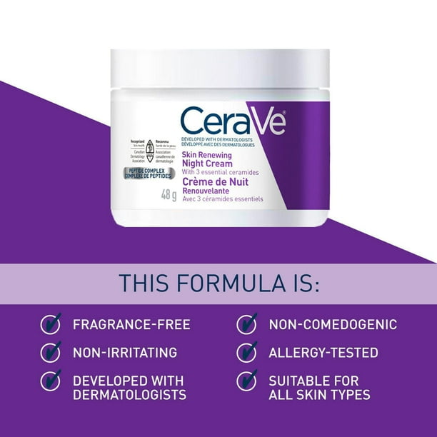 CeraVe Night Cream, Anti-Aging Moisturizer with Peptides and