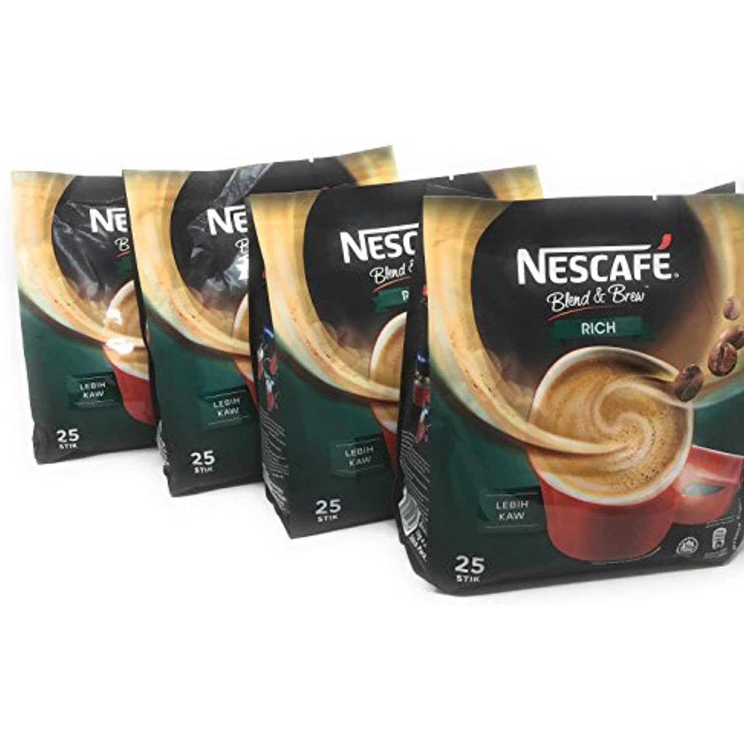  2 PACK - Nescafé 3 in 1 RICH Instant Coffee (50 Sticks TOTAL)  Made from Premium Quality Beans Offers a Relaxing Flavor But with Strong,  Solid Essence and Aroma Has a
