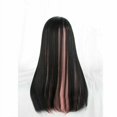 thumbnail image 3 of 60CM Lolita Long Straight Black Mix Pink Ombre Neat Bangs Synthetic Hair Party Cosplay Wig, 3 of 4