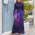 thumbnail image 4 of 2024 Purple Galaxy Dress Outer Space Nebula Stars Long Sleeve Vintage Maxi Dress Summer Street Fashion Boho Beach Long Dresses, 4 of 5