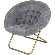 Milliard Cozy Chair / Faux Fur Saucer Chair for Bedroom / X-Large, Grey