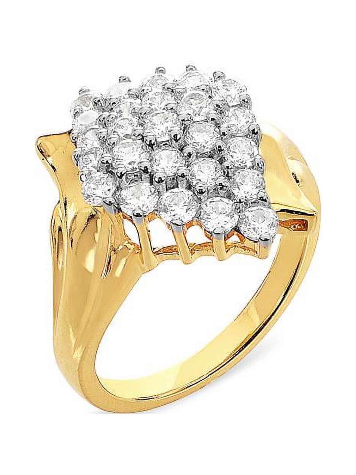 14K Gold Over Sterling Silver Cubic Zirconia Waterfall Cluster Ring