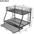 thumbnail image 2 of Designs Bunk Bed with Trundle, Metal Twin Over Full Bed Frame with Ladder, Safety Sturdy Guardrail for Kids, Teen, No Box Spring Needed (Black), 2 of 8