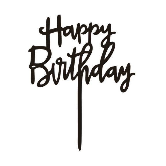 Happy Birthday Cake topper Black