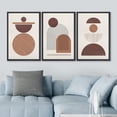 thumbnail image 3 of IDEA4WALL Framed Canvas Print Wall Art Set Mid-Century Brown Geometric Polygon Collage Abstract Shapes Bohemian Decorative for Living Room, Bedroom, Office - 24"x36"x3 Black, 3 of 5